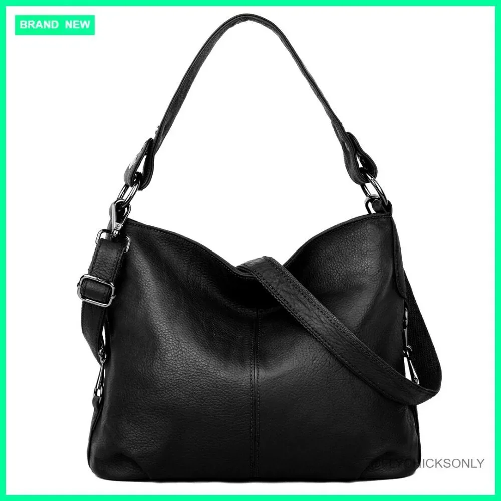 Large Genuine Leather Hobo Crossbody Bag with Top Handle Travel Purse